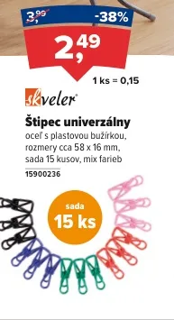 Skveler Univerzálne štipce 15 ks