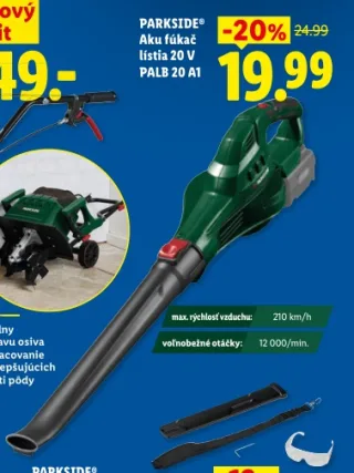 PARKSIDE Aku fúkač lístia 20 V PALB 20 A1