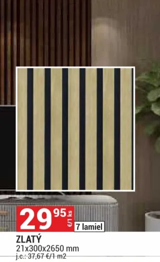 Akustický lamelový panel Zlatý
