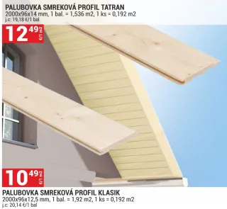 Palubovka smreková profil Klasik