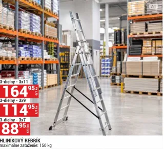 Hliníkový rebrík trojdielny 3×7