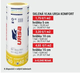 Sklená vlna URSA Komfort 10 cm