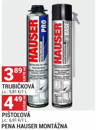 Montážna pena Hauser trubičková