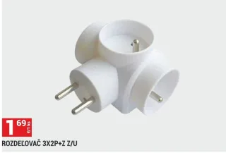 Rozdeľovač 3×2P+Z Z/U