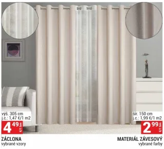 Materiál závesový šírka 150 cm