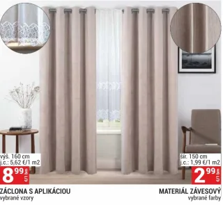 Záclona s aplikáciou výška 160 cm