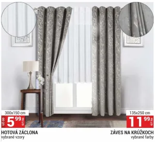 Záves na krúžkoch 135 × 250 cm