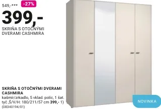 Šatníková skriňa CASHMIRA