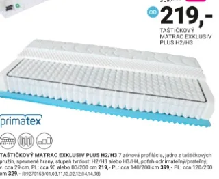 Primatex Taštičkový matrac EXKLUSIV PLUS 90 × 200 cm