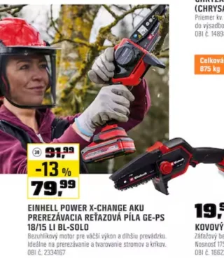 Einhell Power X-Change aku prerezávacia reťazová píla GE-PS 18/15 LI BL-Solo