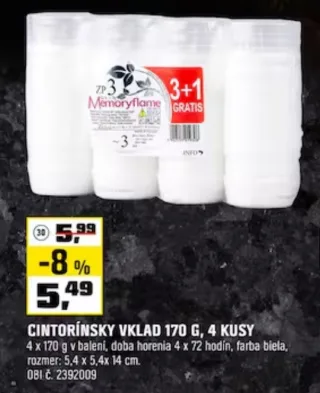 Cintorínsky vklad 170 g 4 kusy