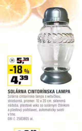 Solárna cintorínska lampa
