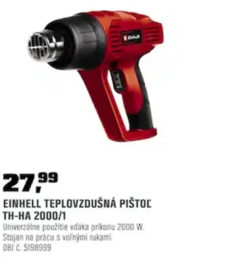 Einhell teplovzdušná pištoľ TH-HA 2000/1