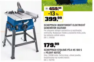 Scheppach stolová píla HS 100 S s pílovým kotúčom