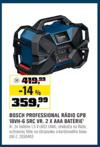 Bosch Professional rádio GPB 18VH-6 vrátane 2× AAA