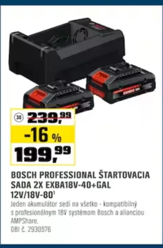 Bosch Professional štartovacia sada EXBA18V-40 s nabíjačkou GAL 12V/18V-80