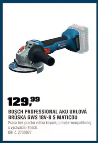 Bosch Professional aku uhlová brúska GWS 18V-8 s maticou