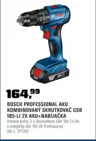 Bosch Professional aku skrutkovač GSB 185-LI súprava