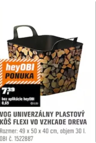 Vog plastový kôš Flexi vzhľad dreva 30 l