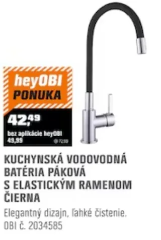 Kuchynská batéria s elastickým ramenom čierna