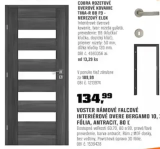 Voster interiérové dvere Bergamo 10 antracit 80 ľavé