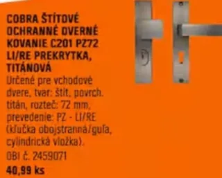 Cobra ochranné kovanie C201 PZ72 LI/RE prekrytka titán