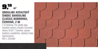 Onduline asfaltový šindeľ Bardoline Classic Bobrovka červená
