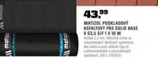 Matizol podkladový asfaltový pás Solid Base V S3,5 S/F 1×10 m