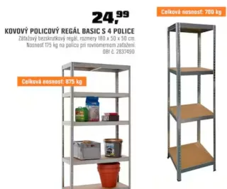 Kovový policový regál Basic S 4 police