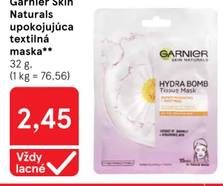 Garnier Skin Naturals upokojujúca textilná maska
