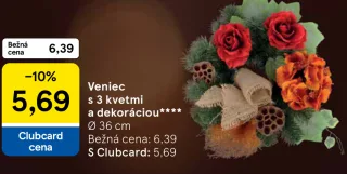 Veniec s 3 kvetmi a dekoráciou