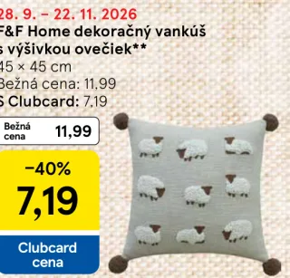 F&F Home dekoračný vankúš s výšivkou ovečiek